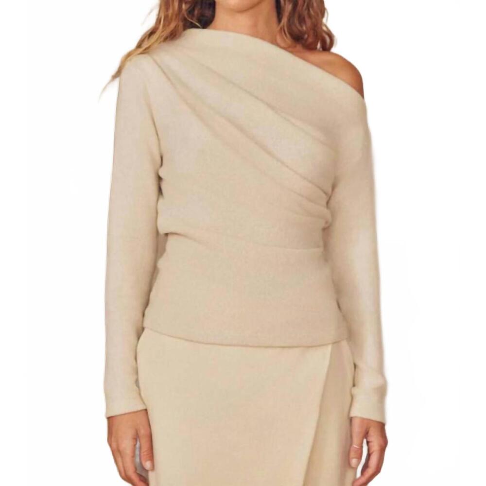 NEW COSSAC fine knit drape top in oat